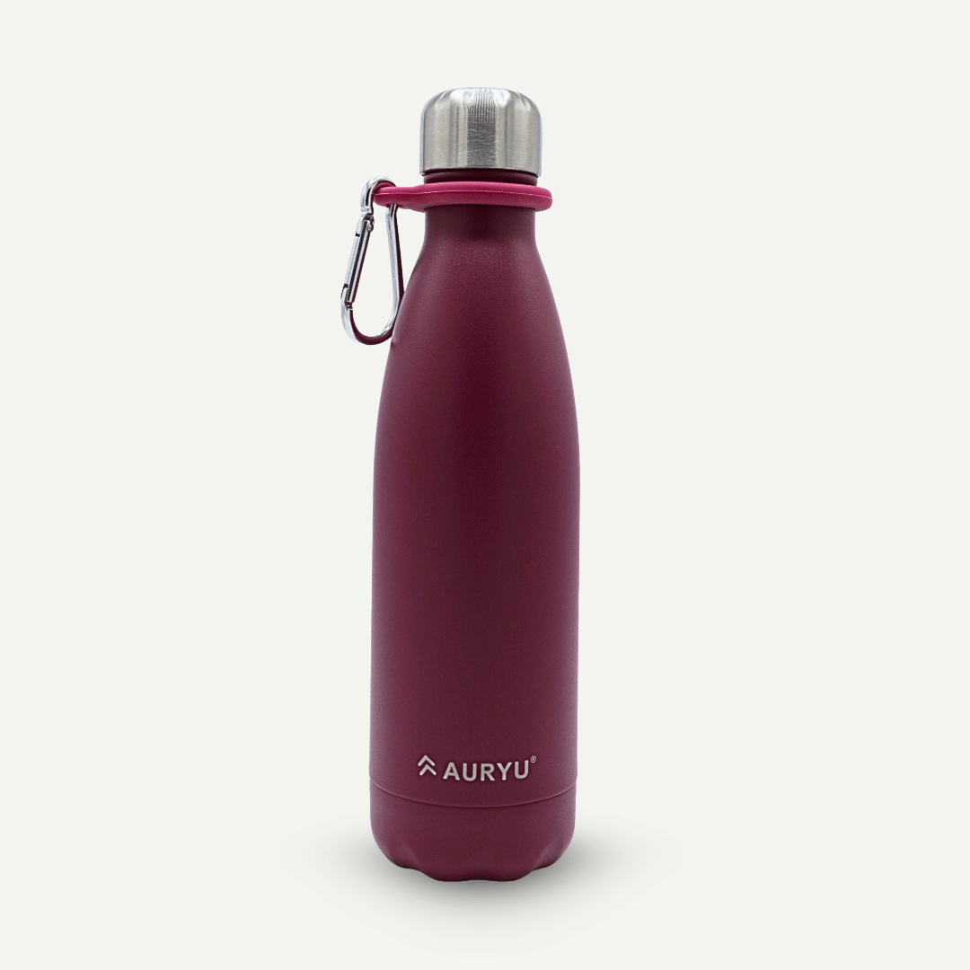 Triple-Walled Insulated Stainless Steel Water Bottle, 17oz Capacity, Keeps Drinks Cold for up to 24 Hours and Hot for up to 12 Hours, Leak Proof, BPA-Free, Burgundy