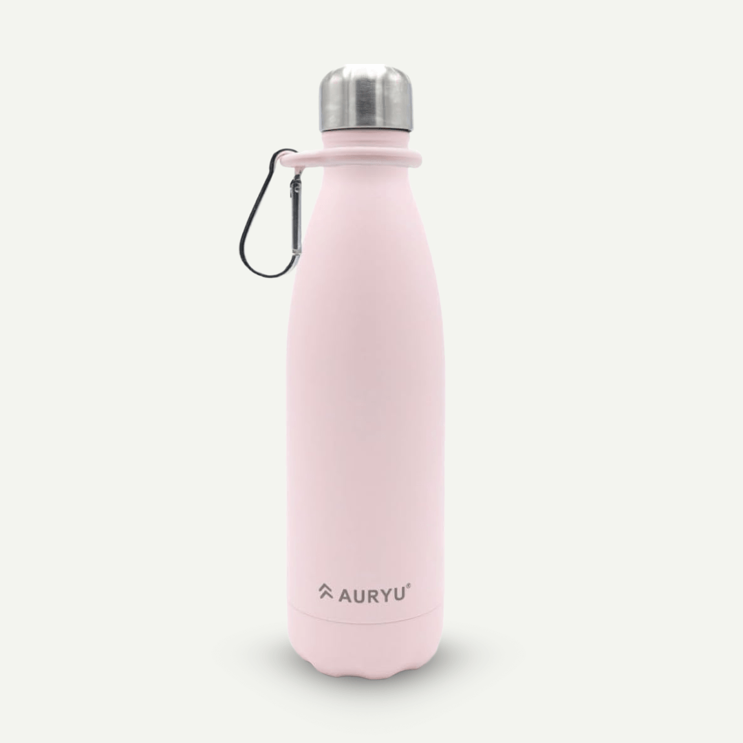 Triple-Walled Insulated Stainless Steel Water Bottle with Bonus Handle, 17oz, Drinks Cold for 24h & Hot for 12h, Leak Proof, Pink