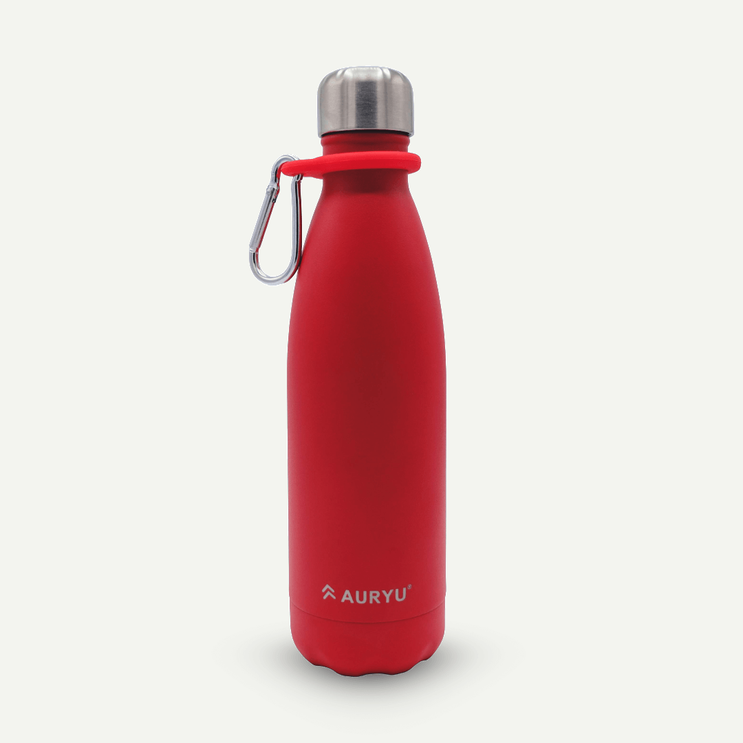 Triple-Walled Insulated Stainless Steel Water Bottle, 17oz Capacity, Keeps Drinks Cold for up to 24 Hours and Hot for up to 12 Hours, Leak Proof, BPA-Free, Red