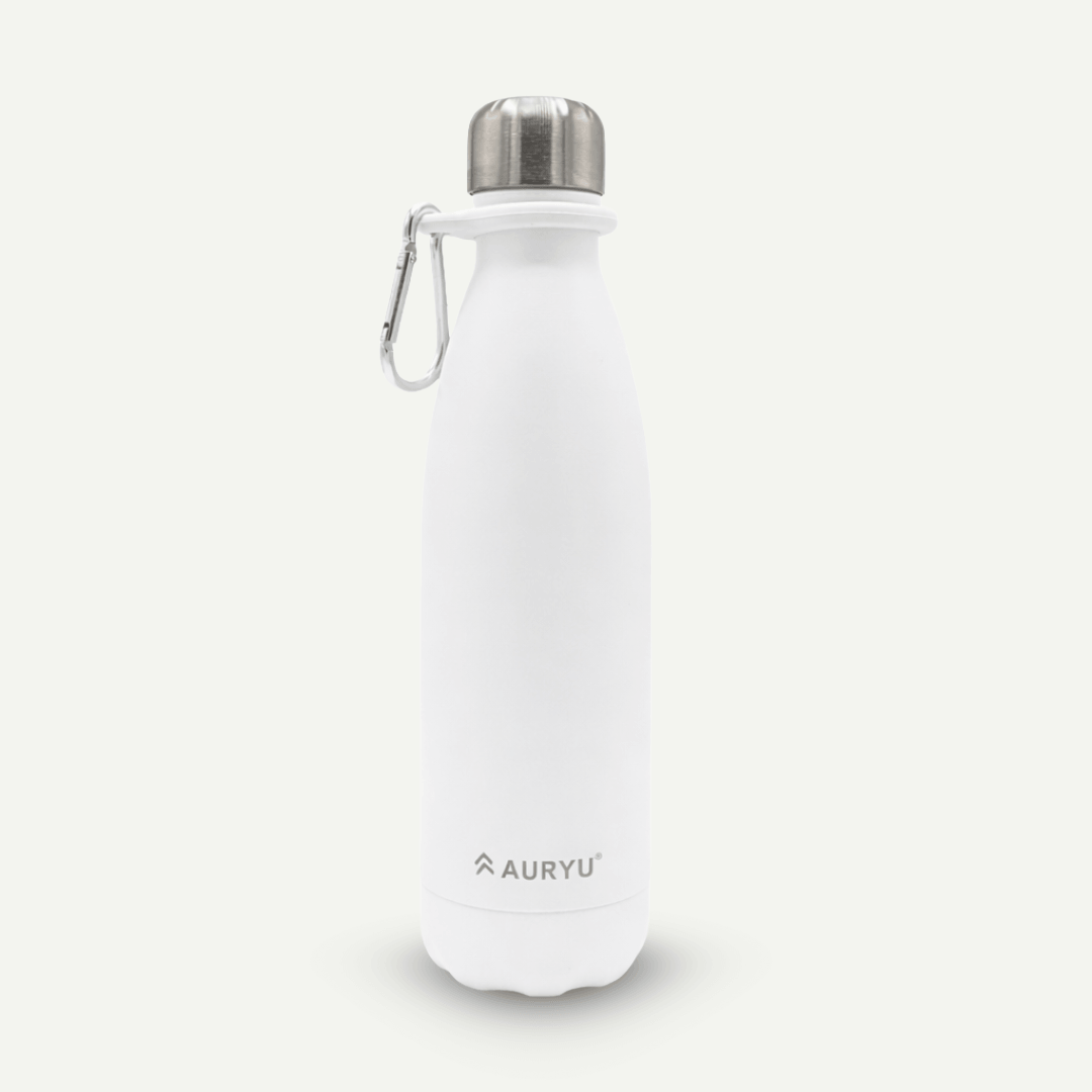 Triple-Walled Insulated Stainless Steel Water Bottle – 24Hr Cold & 12Hr Hot, Leak-Proof, BPA-Free, 17oz, White
